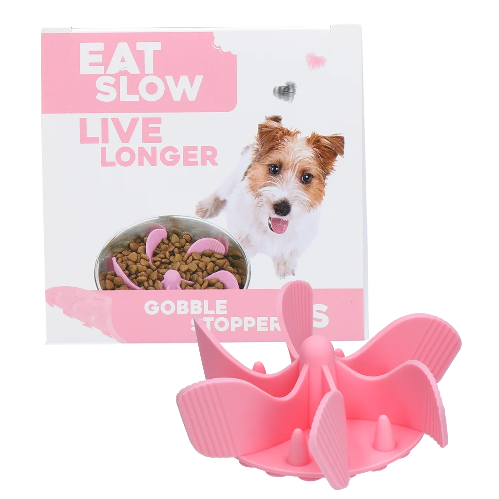 Inserție antiînfulecare din silicon pentru câini, cu ventuze, S, diametrul bazei 9,5 cm, roz – Eat Slow Live Longer Gobble Stopper - imagine 1
