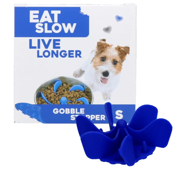 Accesoriu antiînfulecare pentru bolul câinelui, cu ventuze, albastru S, diametrul bazei 9,5 cm – Eat Slow Live Longer Gobble Stopper