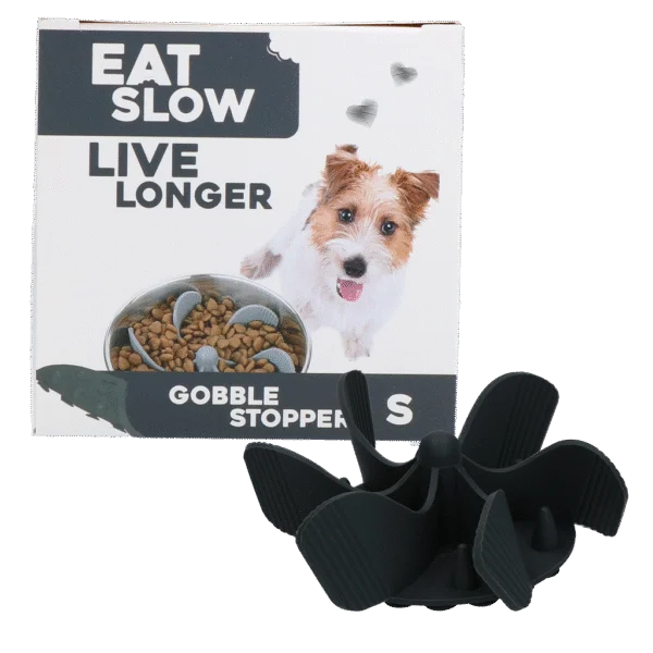 Inserție antiînfulecare pentru bolul câinelui, cu ventuze, gri S, diametru la bază 9,5 cm – Eat Slow Live Longer Gobble Stopper