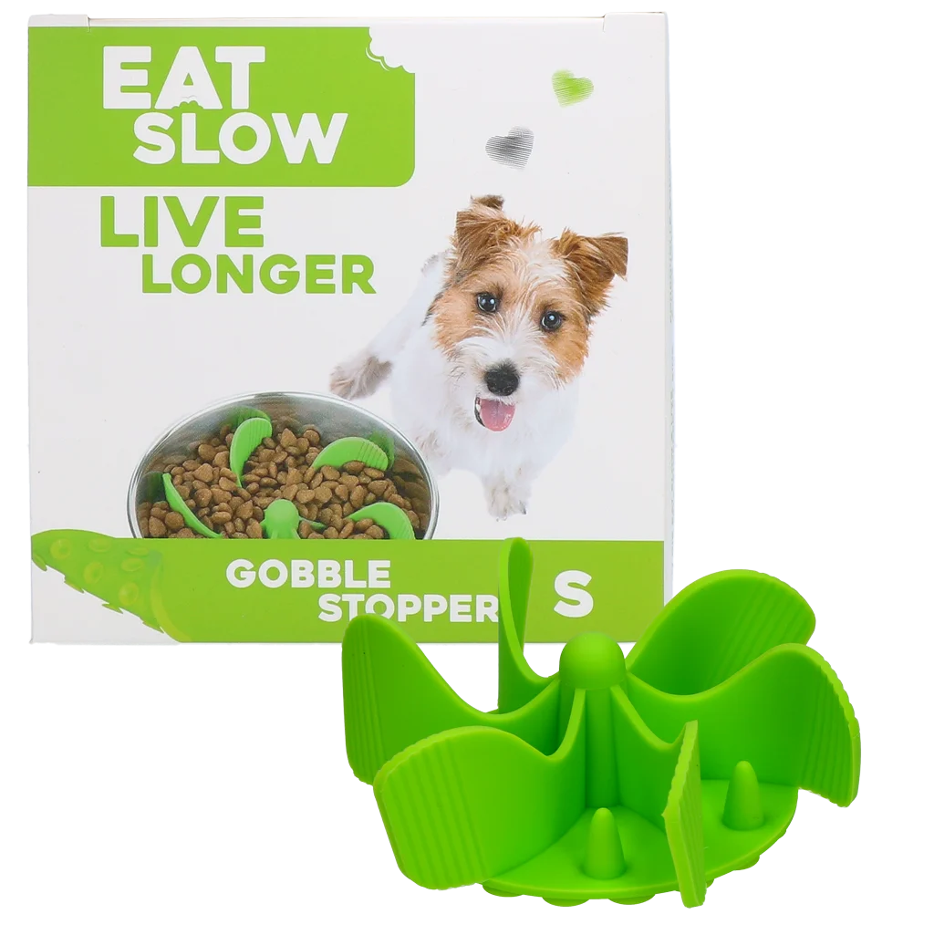 Inserție antiînfulecare pentru bolul câinelui, cu ventuze, verde S, diametru la bază 9,5 cm – Eat Slow Live Longer Gobble Stopper - imagine 1
