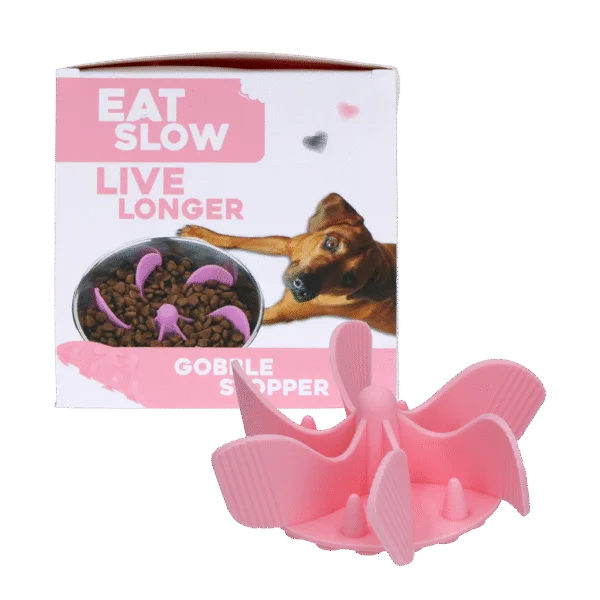 Piesă de inserție antiînfulecare din silicon pentru câini, cu ventuze, M, diametrul fundului 11,5 cm, roz – Eat Slow Live Longer Gobble Stopper