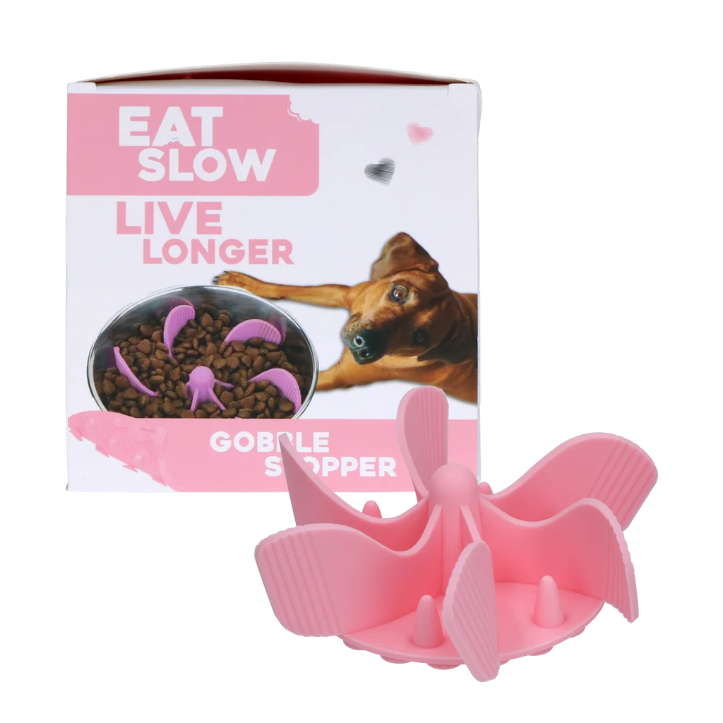 Piesă de inserție antiînfulecare din silicon pentru câini, cu ventuze, M, diametrul fundului 11,5 cm, roz – Eat Slow Live Longer Gobble Stopper - imagine 1