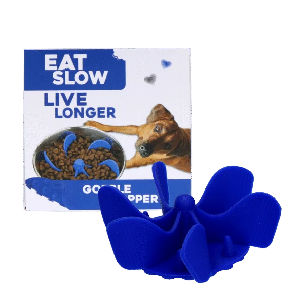 Insert antinghițire rapidă pentru bolul de hrană al câinilor, cu ventuze, albastru M, diametrul bazei 11,5 cm – Eat Slow Live Longer Gobble Stopper