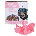 Accesoriu antiînfulecare pentru bolul câinelui, cu ventuze, roz L, diametrul bazei 14,5 cm – Eat Slow Live Longer Gobble Stopper