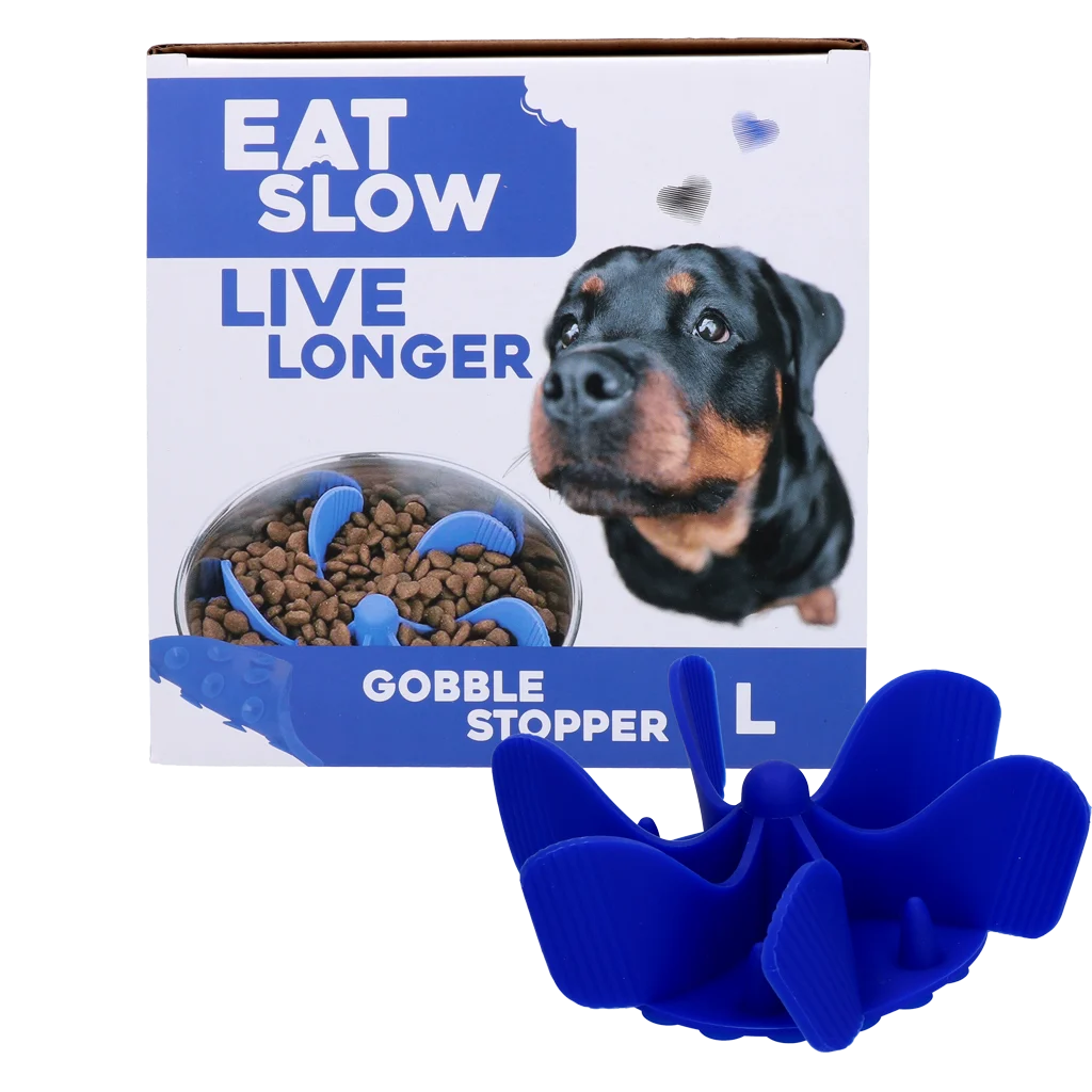 EATS065TQ.png Accesoriu antiînfulecare pentru bolul câinelui, cu ventuze, albastru L, diametrul bazei 14,5 cm – Eat Slow Live Longer Gobble Stopper - imagine 1