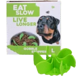 Inserție antiînghițire rapidă pentru bolul câinelui, cu ventuze, verde L, diametrul bazei 14,5 cm – Eat Slow Live Longer Gobble Stopper