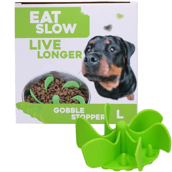 Inserție antiînghițire rapidă pentru bolul câinelui, cu ventuze, verde L, diametrul bazei 14,5 cm – Eat Slow Live Longer Gobble Stopper