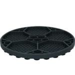 Covoraș de lins pentru câini cu model de minge de fotbal și ventuze, Ø 22 cm, Gri – Eat Slow Live Longer Lick Mat Soccer Ball - imagine 3