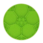 Covoraș de lins pentru câini cu model de minge de fotbal și ventuze, Ø 22 cm, Verde – Eat Slow Live Longer Lick Mat Soccer Ball - imagine 2