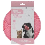Covoraș de lins pentru câini, cu model de minge de fotbal și ventuze, Ø 22 cm, roz – Eat Slow Live Longer Lick Mat Soccer Ball