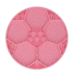 Covoraș de lins pentru câini, cu model de minge de fotbal și ventuze, Ø 22 cm, roz – Eat Slow Live Longer Lick Mat Soccer Ball - imagine 2