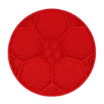 Covoraș de lins pentru câini cu model de minge de fotbal și ventuze, Ø 22 cm, roșu – Eat Slow Live Longer Lick Mat Soccer Ball - imagine 2