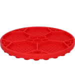Covoraș de lins pentru câini cu model de minge de fotbal și ventuze, Ø 22 cm, roșu – Eat Slow Live Longer Lick Mat Soccer Ball - imagine 3