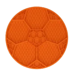 Covoraș de lins pentru câini, cu model de minge de fotbal și ventuze, Ø 22 cm, portocaliu – Eat Slow Live Longer Lick Mat Soccer Ball - imagine 3