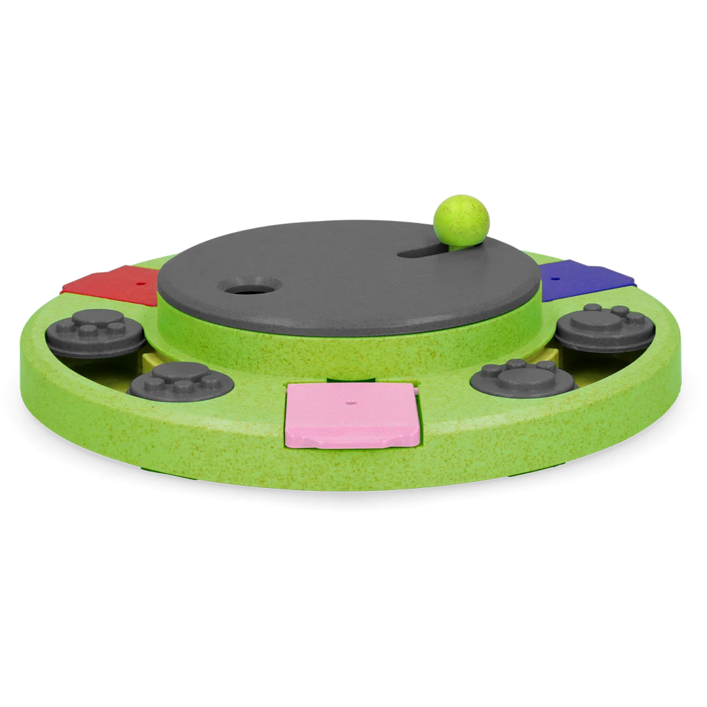Puzzle pentru câini pentru boabe și recompense, cu piciorușe antiderapante – Eat Slow Live Longer Puzzle Circle - imagine 3