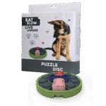 Puzzle pentru câini cu compartimente glisante, pentru crochete și gustări – Eat Slow Live Longer Puzzle Disc