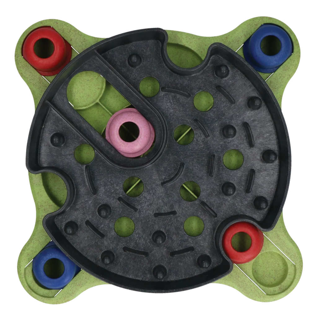 Puzzle pentru câini pentru crochete și recompense, cu piciorușe antiderapante – Eat Slow Live Longer Puzzle Roundabout - imagine 3