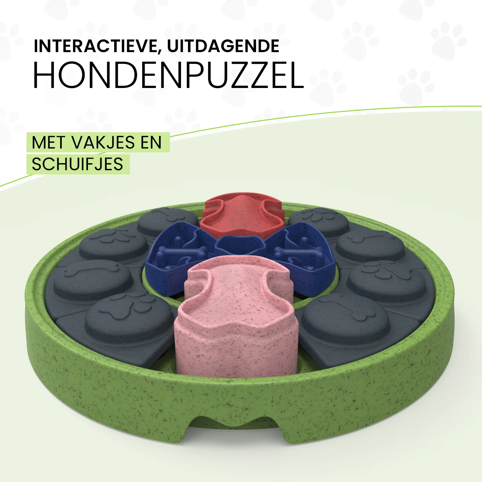 Puzzle pentru câini cu compartimente glisante, pentru crochete și gustări – Eat Slow Live Longer Puzzle Disc - imagine 3