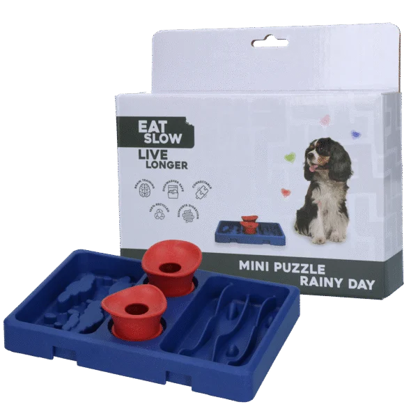Puzzle pentru câini, pentru crochete și recompense, 13 x 19 cm – Eat Slow Live Longer Mini Puzzle Rainy Day