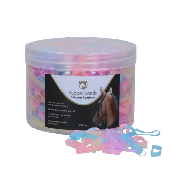 Elastice din silicon pentru împletit, 500 de bucăți, curcubeu – Excellent Horse Rubber Bands Silicone