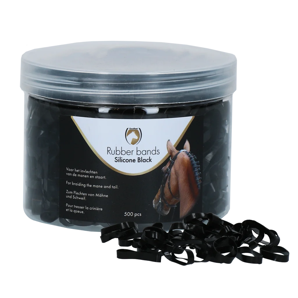 Elastice din silicon pentru împletit, 500 bucăți, negre – Excellent Horse Rubber Bands Silicone - imagine 1
