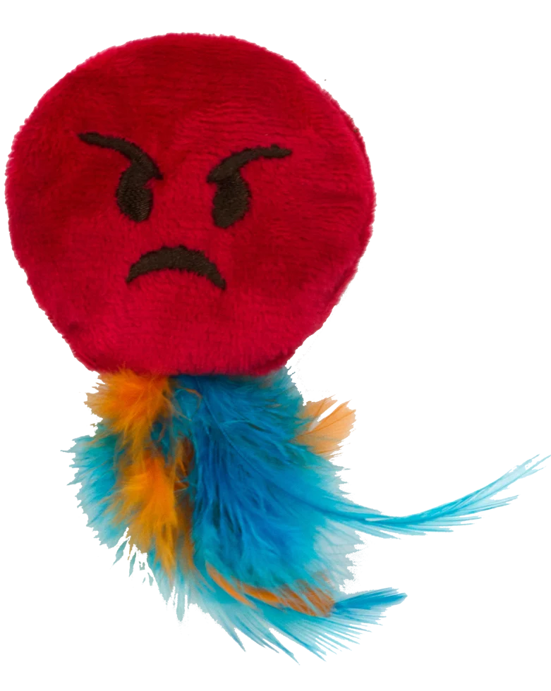 Jucărie emoji pentru pisici cu pene și MADNIP, ø 6 cm – Catmoji Angry - imagine 2