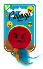 Jucărie emoji pentru pisici cu pene și MADNIP, ø 6 cm – Catmoji Angry