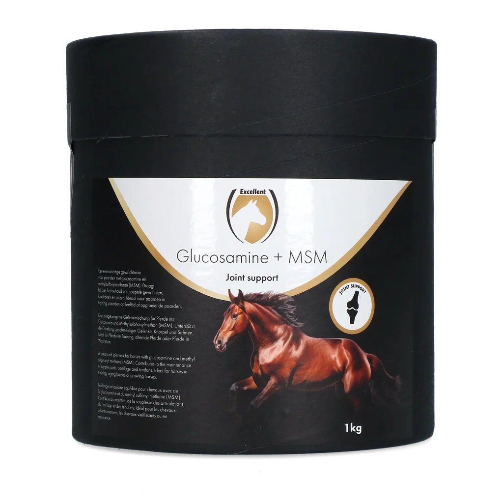 Supliment pentru articulațiile cailor, sub formă de pulbere, 1 kg – Excellent Horse Glucosamine + MSM - imagine 1