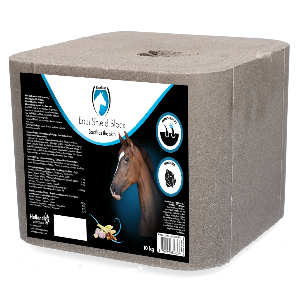 Bloc de sare pentru cai cu usturoi, 10 kg – Excellent Horse Shield Block - imagine 1