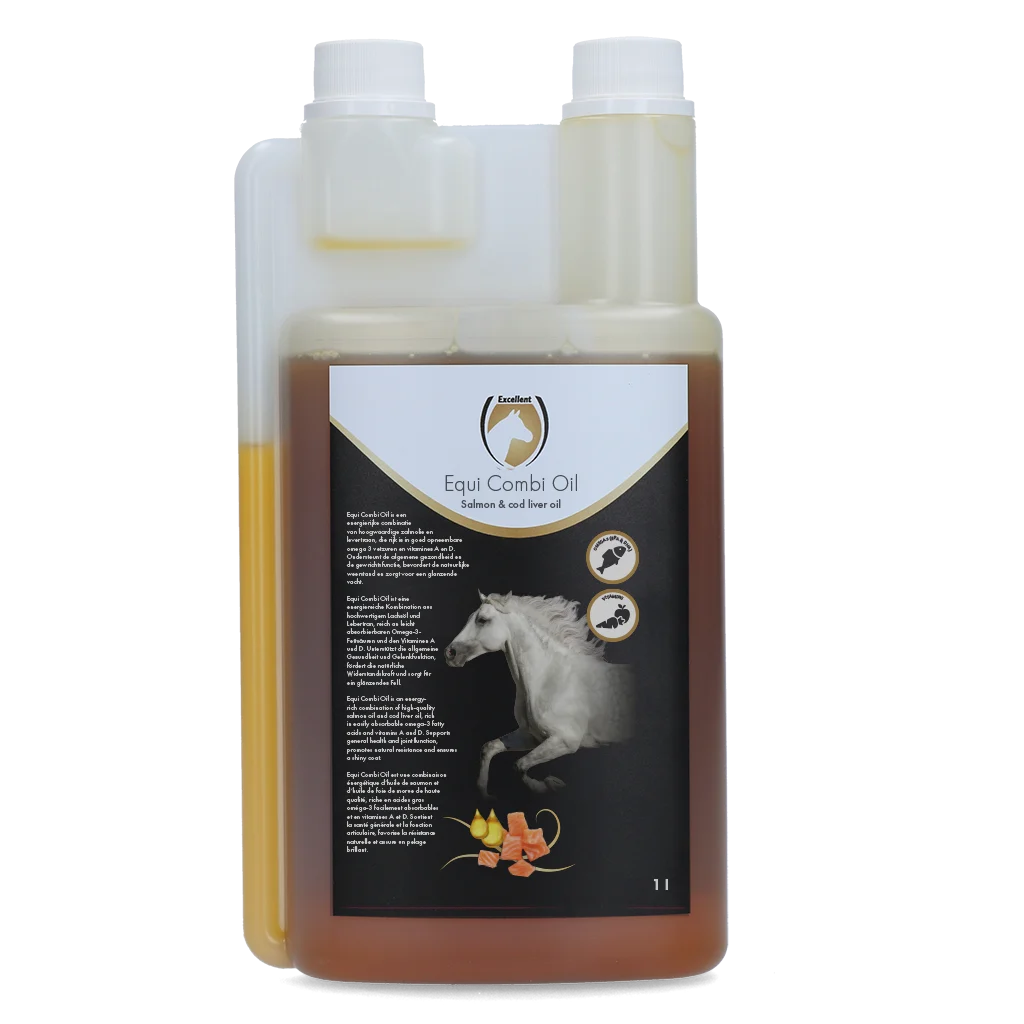 Ulei furajer pentru cai cu ulei de somon și ulei de ficat de cod, 1 l – Excellent Horse Combi Oil - imagine 1