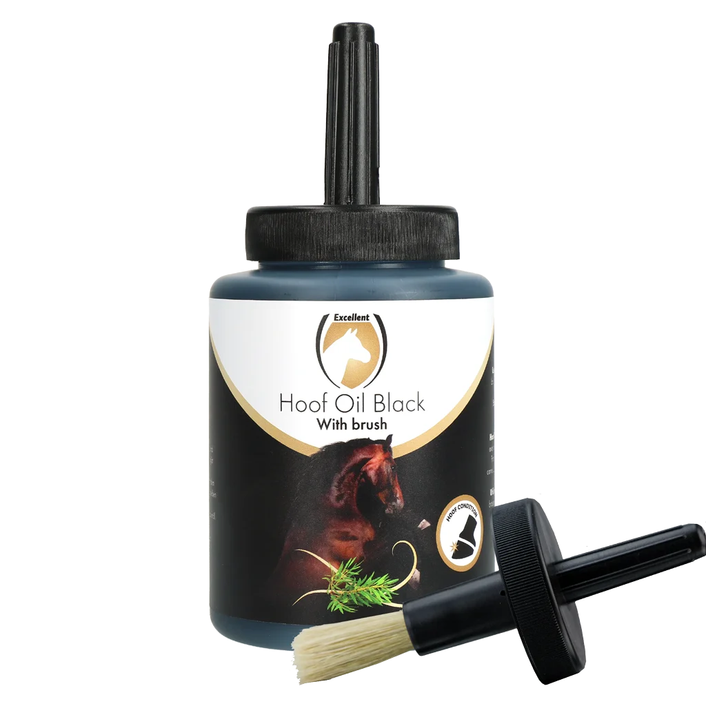Ulei pentru copite cu Tea Tree și pensulă, negru, 500 ml – Excellent Horse Hoof Oil Black - imagine 1