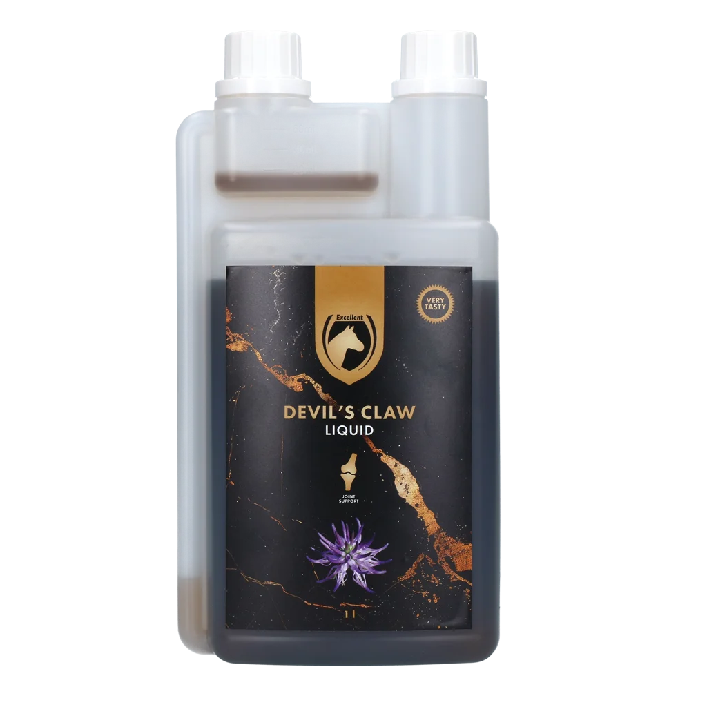 EQUI0027D.png Supliment pentru articulațiile cailor, cu extract de gheara diavolului, 1 l – Excellent Horse Devil's Claw Liquid - imagine 1