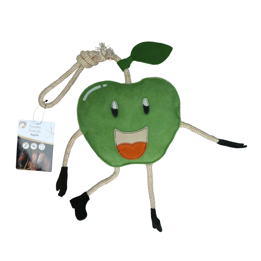 Jucărie de grajd din piele pentru cai, cu umplutură din iută, măr, 23 x 20 x 7 cm – Excellent Horse Foodie Friends Apple - imagine 1