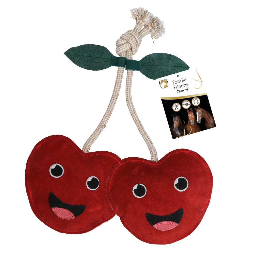 Jucărie din piele pentru cai, cu sunet foșnitor, Cireașă, 17 x 35 x 7 cm – Excellent Horse Foodie Friends Cherry - imagine 1