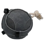 Minge de joacă pentru cai din piele întoarsă cu bucle elastice, gri – Excellent Horse Fun Play Ball