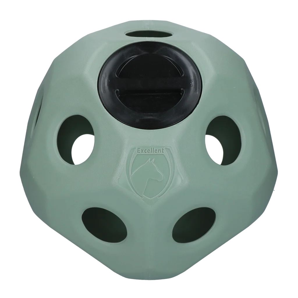 EXCE04010.png Minge pentru hrană pentru cai, cu orificii, verde – Excellent Horse Feed & Play Ball - imagine 1