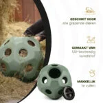 Minge pentru hrană pentru cai, cu orificii, verde – Excellent Horse Feed & Play Ball - imagine 4