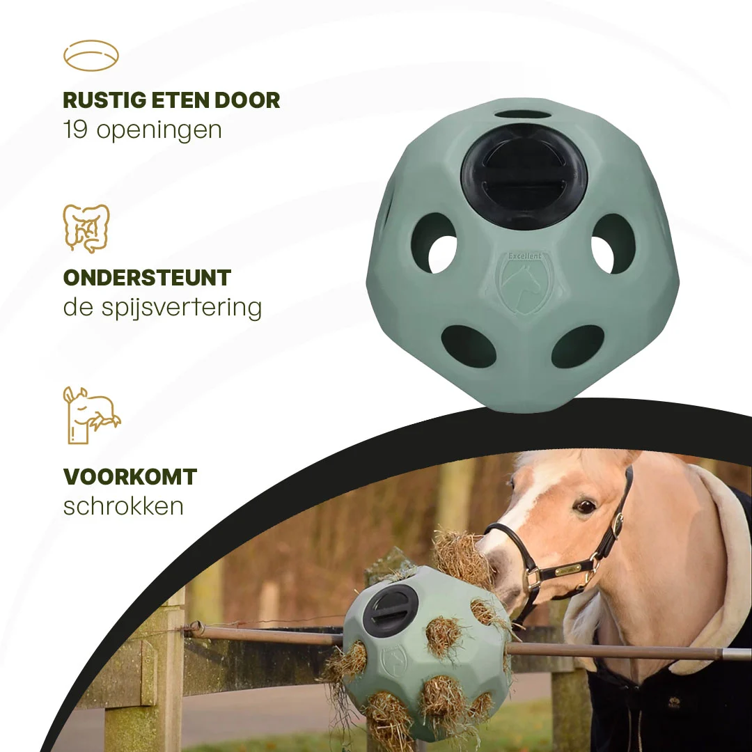 Minge pentru hrană pentru cai, cu orificii, verde – Excellent Horse Feed & Play Ball - imagine 5