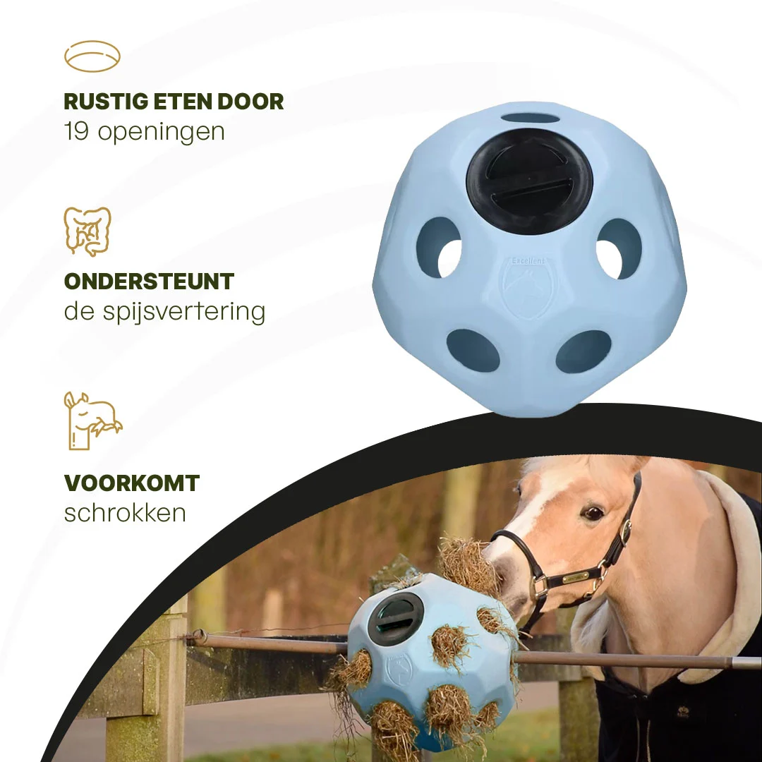 Minge pentru cai cu orificii pentru hrană, albastră – Excellent Horse Feed & Play Ball - imagine 5