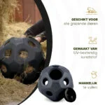 Minge de hrănire pentru cai cu orificii pentru hrană, neagră – Excellent Horse Feed & Play Ball - imagine 4