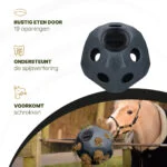 Minge de hrănire pentru cai cu orificii pentru hrană, neagră – Excellent Horse Feed & Play Ball - imagine 5