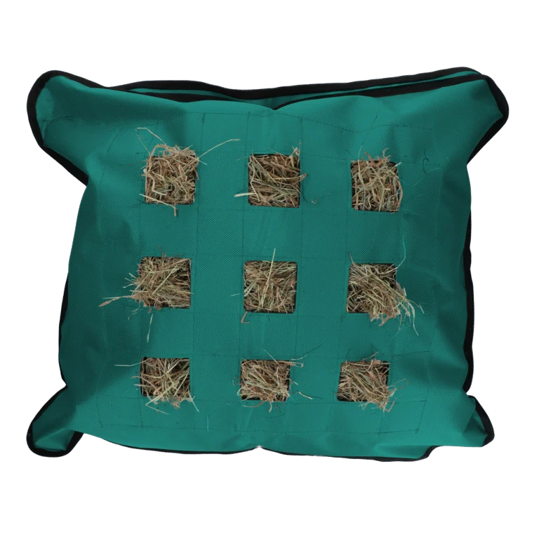 Sac pentru fân pentru cai, pătrat, petrol, 62 x 55 cm – Excellent Horse Hay Pillow Slow Feeder