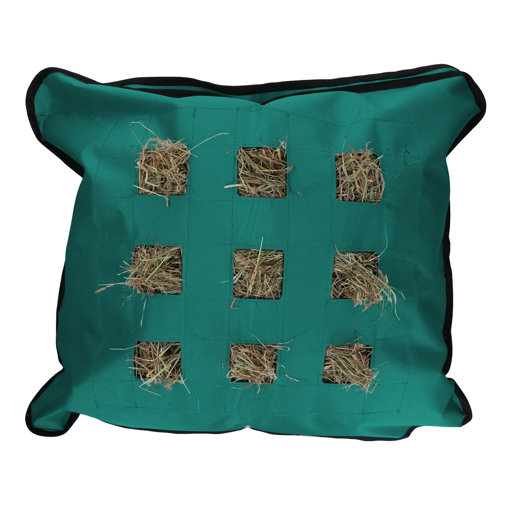 Sac pentru fân pentru cai, pătrat, petrol, 62 x 55 cm – Excellent Horse Hay Pillow Slow Feeder - imagine 1