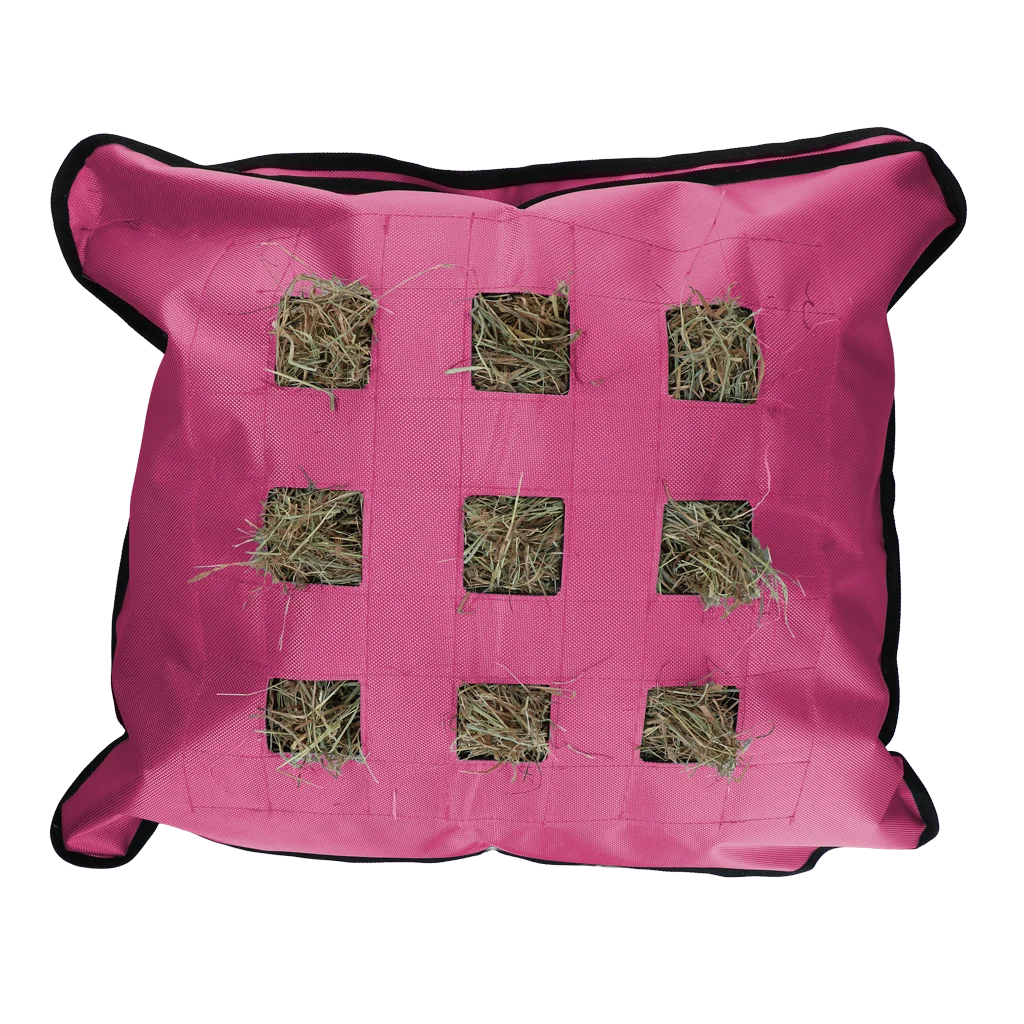EXCE04065.png Sac pentru fân pentru cai, pătrat, roz, 62 x 55 cm – Excellent Horse Hay Pillow Slow Feeder - imagine 1