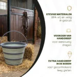Găleată pliabilă pentru hrană și apă, 10 l, verde și gri – Găleată pliabilă Excellent Horse - imagine 3