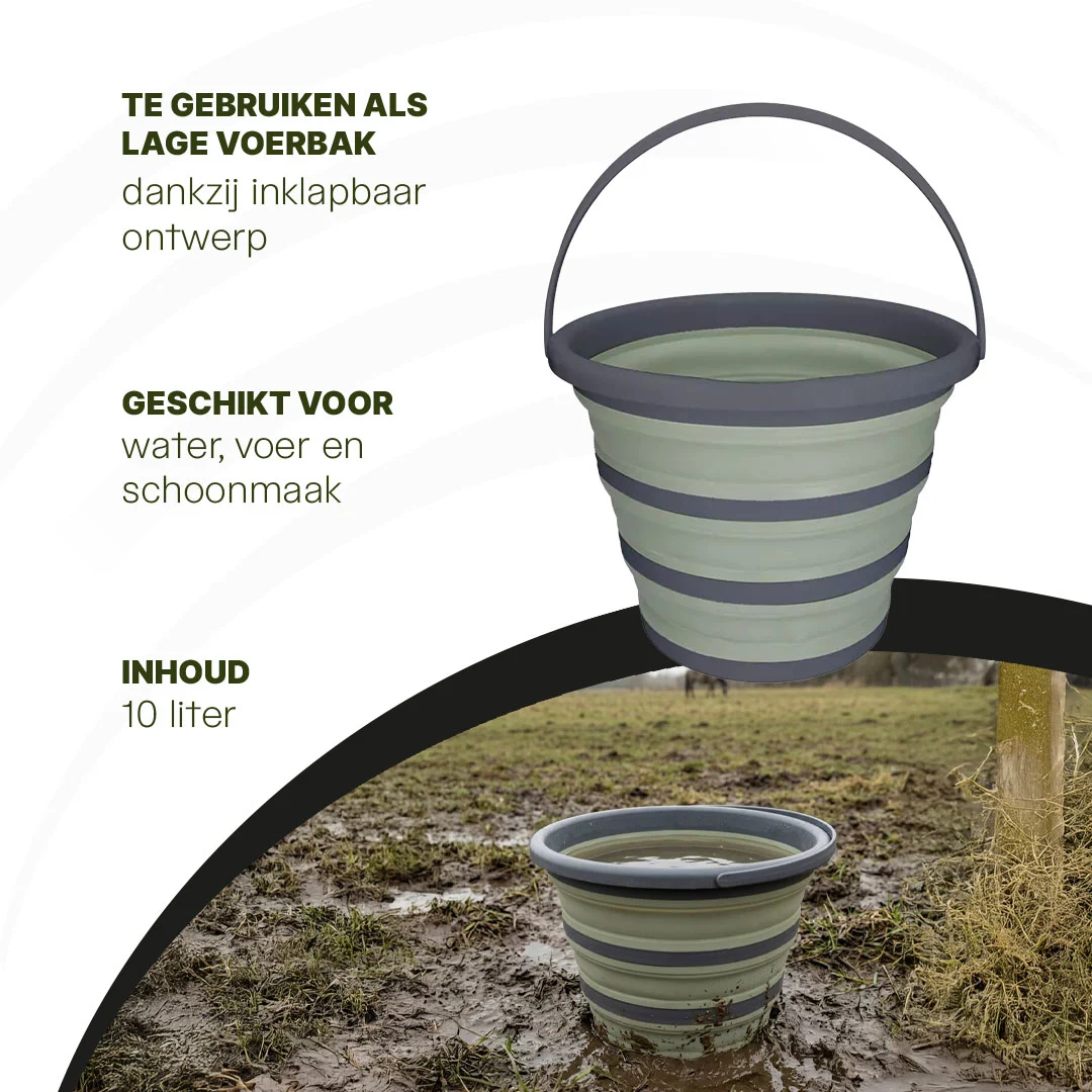 Găleată pliabilă pentru hrană și apă, 10 l, verde și gri – Găleată pliabilă Excellent Horse - imagine 4