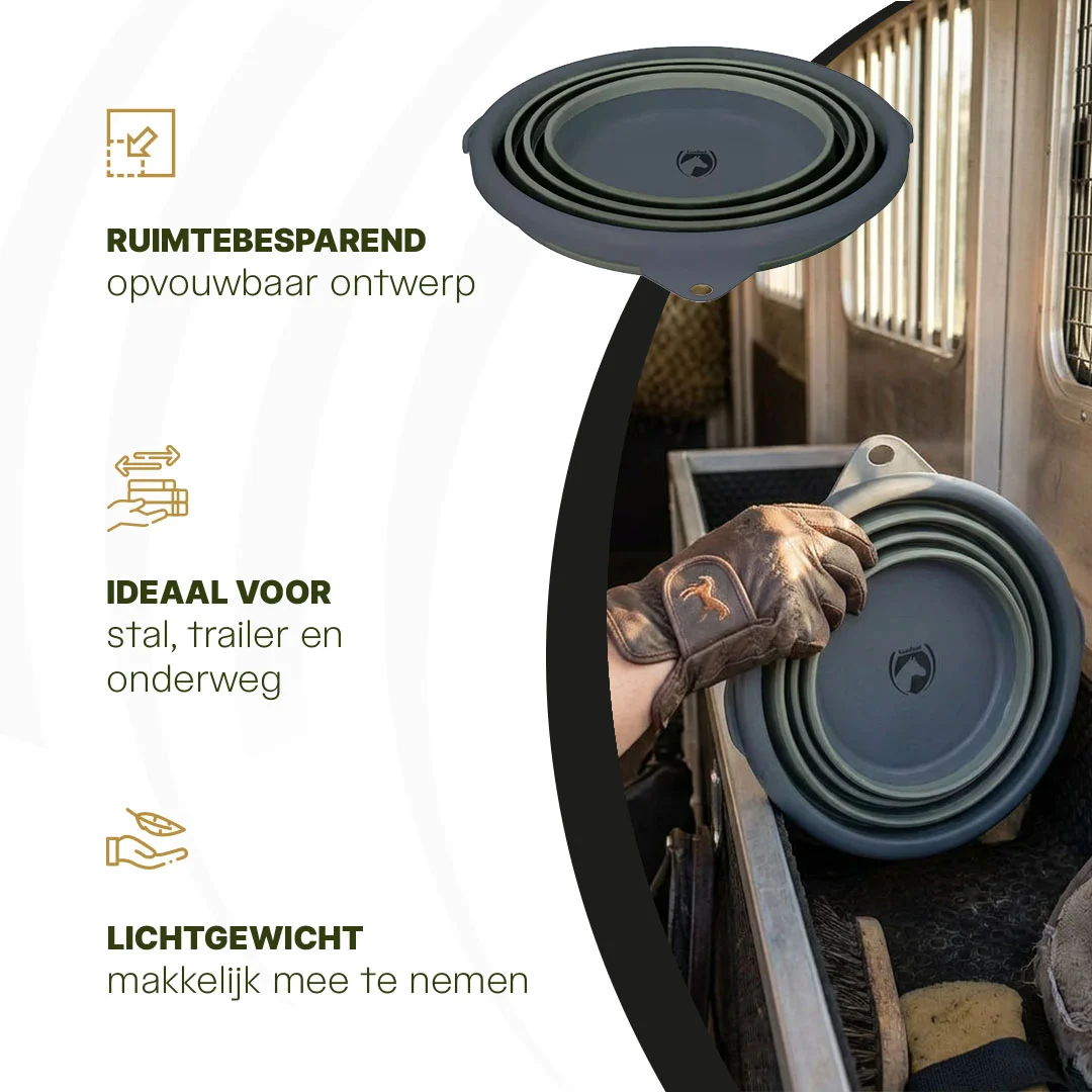 Găleată pliabilă pentru hrană și apă, 10 l, verde și gri – Găleată pliabilă Excellent Horse - imagine 5