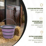 Găleată pliabilă pentru furaje și apă, 10 l, lila și gri – Excellent Horse Vouwbare Emmer - imagine 3