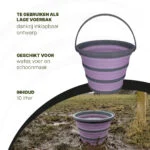 Găleată pliabilă pentru furaje și apă, 10 l, lila și gri – Excellent Horse Vouwbare Emmer - imagine 4