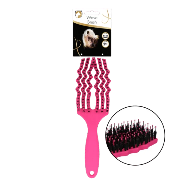 Perie pentru descurcarea coamei, cu peri de porc, roz – Excellent Horse Wave Brush